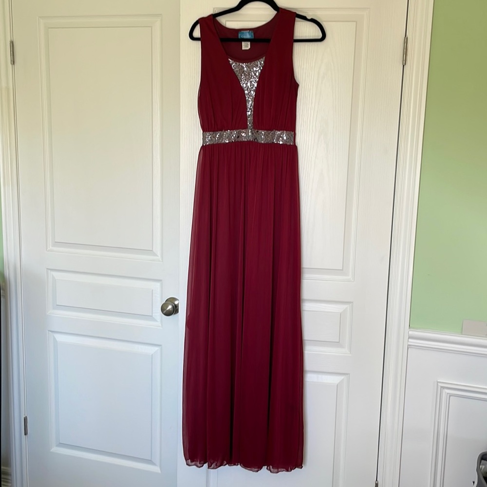Wine Coloured Floor Length Prom Dress